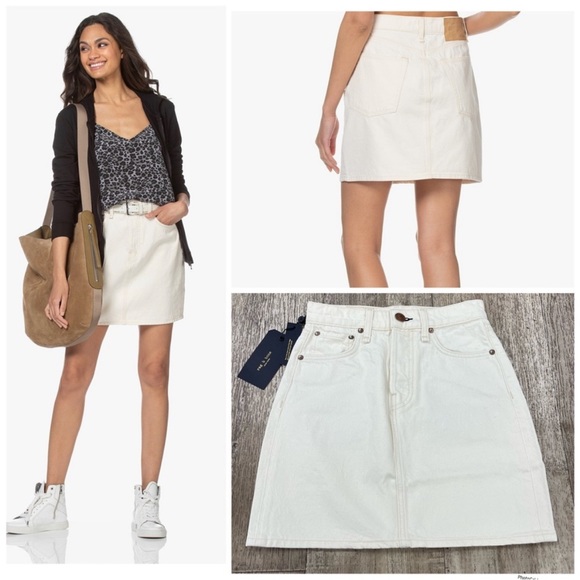 NWT rag bone High Rise Mini Skirt In Ecru Size 23